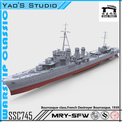 MRY-SFW 745S Military Model Kit Bourrasque-Class,French Destroyer Bourrasque, 1939 Full Hull