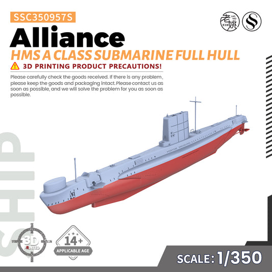 SSMODEL 957S Military Model Kit HMS A class Submarine Alliance Full Hull