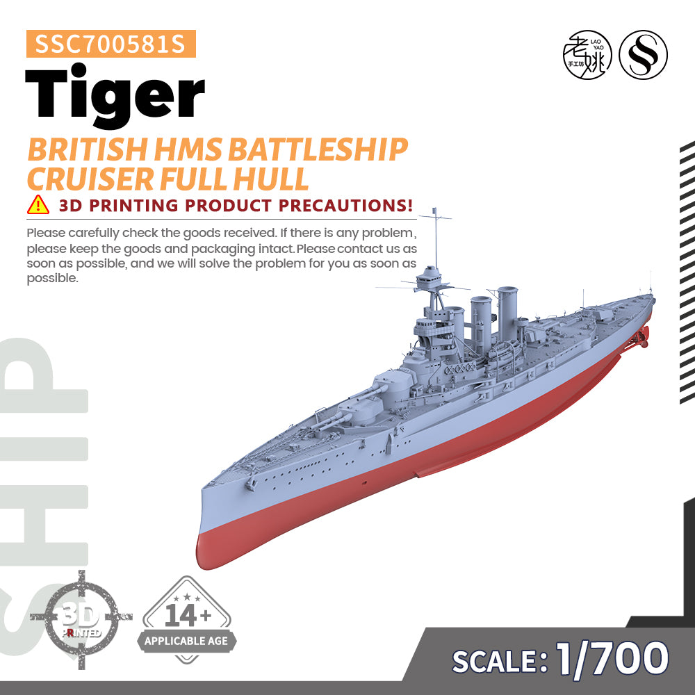 MRY-SFW SSC581S British HMS Tiger Battleship Cruiser Full Hull Resin Warship Military Ship Model Hobby Collection Unassembled Unpainted