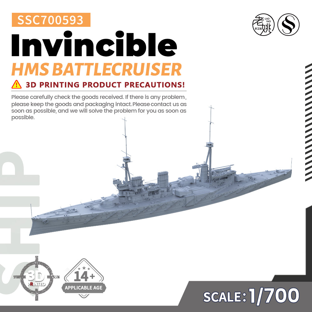 SSMODEL 593 Military Warship Model Kit HMS Invincible Battlecruiser