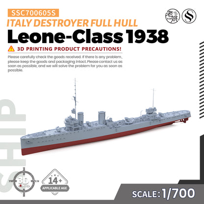 SSMODEL 605S Military Model Kit Italy Leone-Class 1938 Destroyer Full Hull