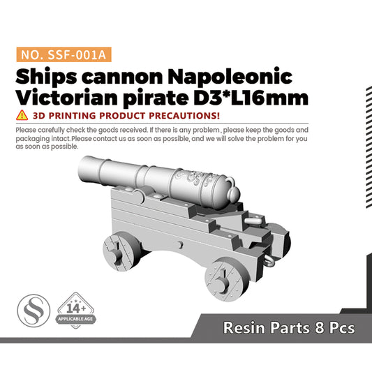 SSMODEL SSF-001A 1/-  Ships cannon Napoleonic Victorian pirate D3*L16mm