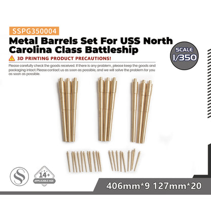 SSMODE SSPG004 1/350(700) Metal Barrels Set For USS North Carolina Class Battleship 406mm*9 127mm*20