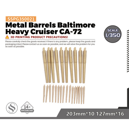 SSMODEL SSPG021 Metal Barrels Baltimore Heavy Cruiser CA-72 203mm*10 127mm*16