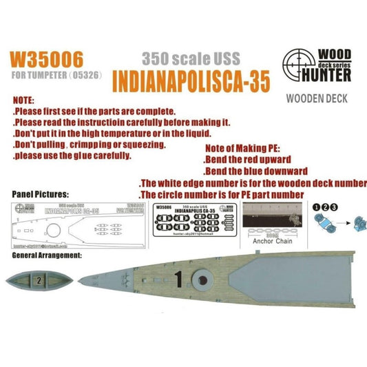 Hunter W35006 1/350 Wood Deck USS INDIANAPOLIS CA-35 FOR TRUMPETER 05326