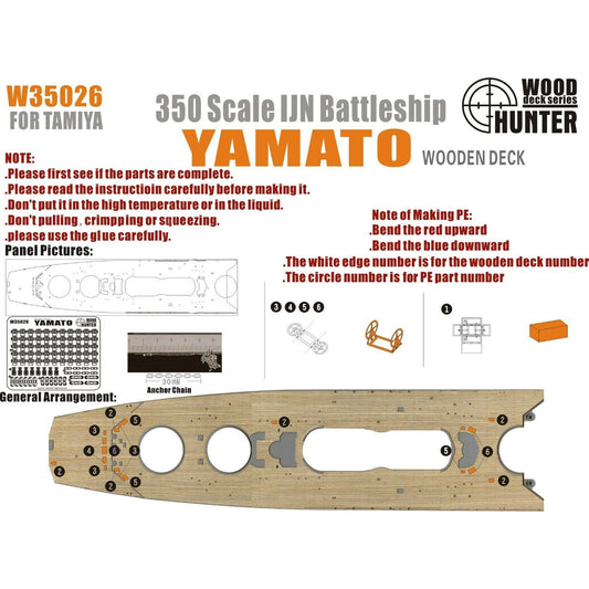 Hunter W35026 1/350 Wood Deck IJN BATTLESHIP YAMATO FOR TAMIYA 78025