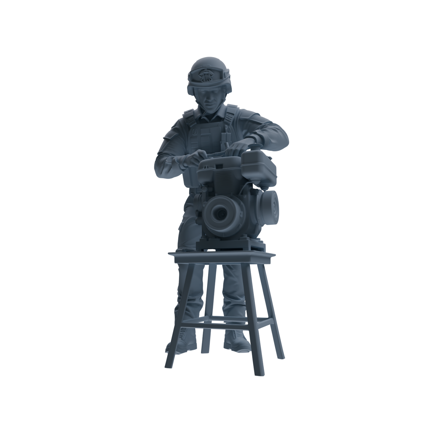 MRY-SFW SSTR237 Modern French Army Logistics Soldier Maintenance Four-Person Group