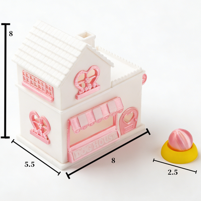 RHF335 2-Piece Pet Habitat Decor Set: Double-Layer Heart-Shaped Pet House & Peach Toy Girly Pink & White Contrast Color Pet Scene 2-Piece Set