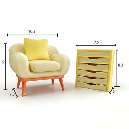 RHF238 Sofa Six-Drawer Chest 3D printing DIY miniature scenes dollhouses creative ornaments desktop scenes and miniature models for BJD and OB dolls sofa six-drawer chest