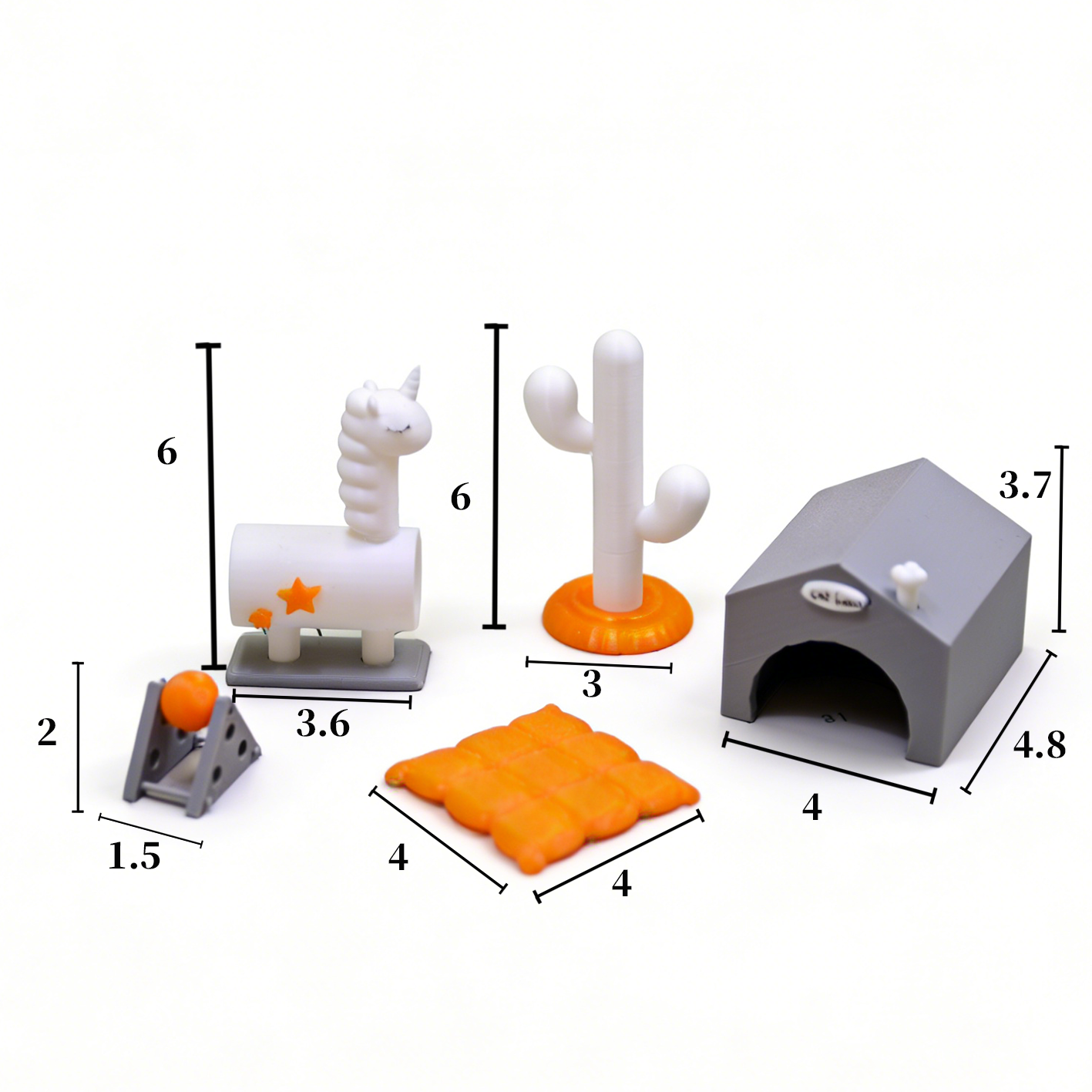 RHF333 5-Piece Pet Habitat Decor Set Miniature Model Ornament Dollhouse/Desktop Decor Accessory
