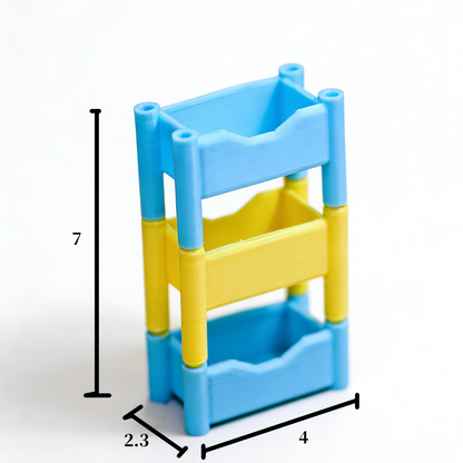 RHF313 Three-Tier Storage Rack Macaron Blue & Yellow 3-Tier Storage Rack Miniature Scene Model Ornament Dollhouse Accessory Kitchen & Bathroom Scene Prop Desktop Creative Decor