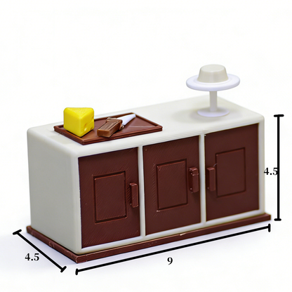 RHF323 Color-Blocked Three-Door Cabinet Cream White & Brown Contrast Color 3-Door Operation Cabinet