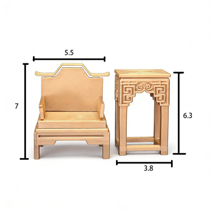 RHF12233 Ancient-Style Armchair & Side Table Shelf 3D Printing DIY Miniature Scenes Dollhouse Creative Ornaments Desktop Scenes Mini Models BJD & OB Dolls Ancient-Style Armchair & Side Table Shelf