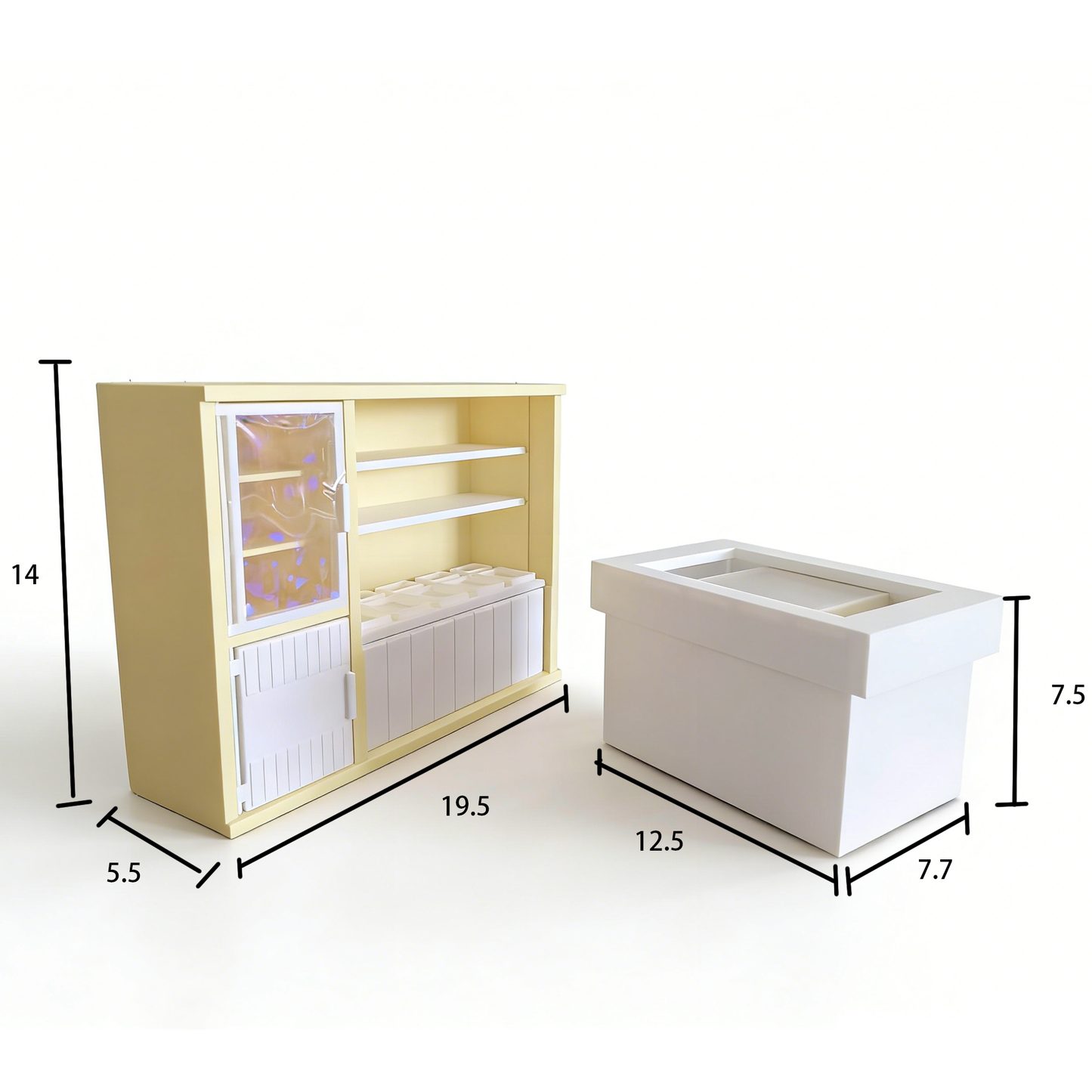 RHF256 Freezer Fruit Salad Counter 3D Printed Modern Miniature Furniture Freezer Fruit Salad Counter Model 1:12 Scale Miniature BJD/OB Dollhouse Accessory Home Cottage Scenery Decoration, DIY Miniature Scene Prop, Desktop Creative Ornament