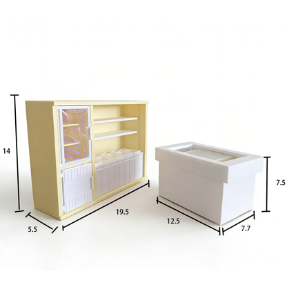 RHF256 Freezer Fruit Salad Counter 3D Printed Modern Miniature Furniture Freezer Fruit Salad Counter Model 1:12 Scale Miniature BJD/OB Dollhouse Accessory Home Cottage Scenery Decoration, DIY Miniature Scene Prop, Desktop Creative Ornament