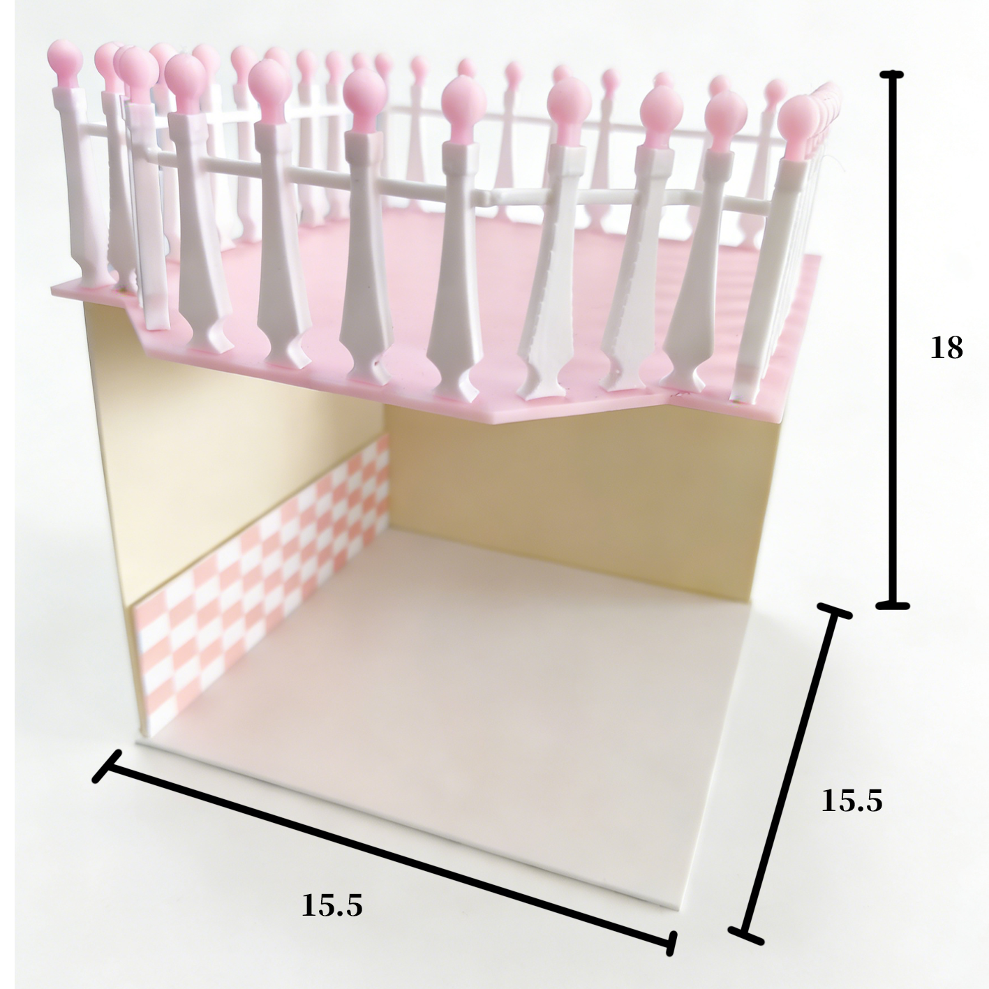 RHF330 Terrace Dessert Shop Scene Background Board Pink & White Checkered Terrace Dessert Shop Scene Backdrop (with Light)
