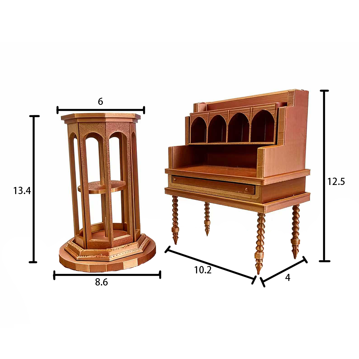 RHF12251 Rotatable Display Cabinet & Dressing Table 3D Printed Modern Retro Style Miniature Furniture Rotatable Display Cabinet & Dressing Table Model