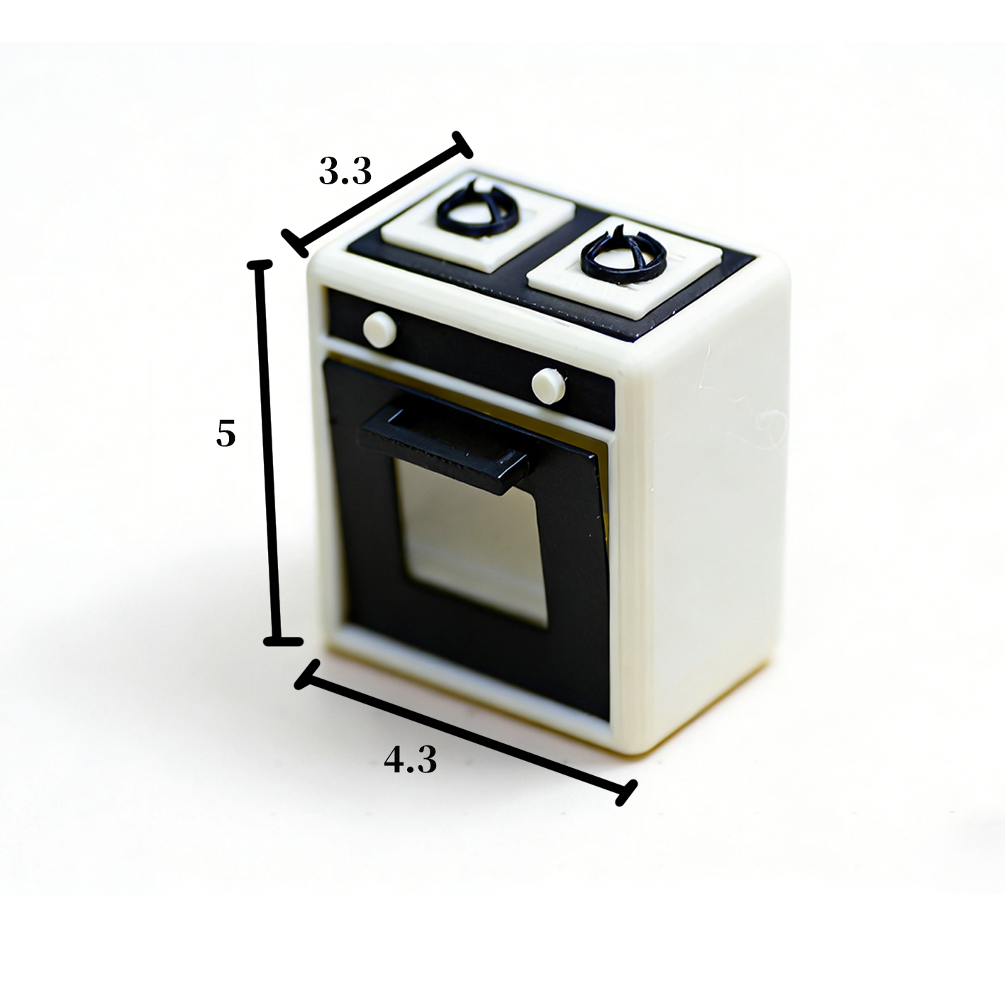 RHF308 Mini Double-Burner Oven Minimalist Black & White Double Burner Mini Oven Miniature Scene Model Ornament Dollhouse Accessory