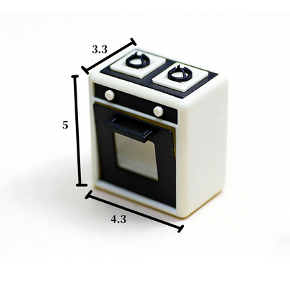 RHF308 Mini Double-Burner Oven Minimalist Black & White Double Burner Mini Oven Miniature Scene Model Ornament Dollhouse Accessory