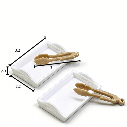 RHF271 bread tongs tray Bread Clip & Tray SetFood Toy Accessories Dollhouse AccessoriesShop Scene Props