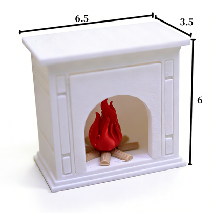 RHF320 Realistic Flame Fireplace Cream White Simulation Flame Fireplace, Miniature Scene Model Ornament, Dollhouse Accessory
