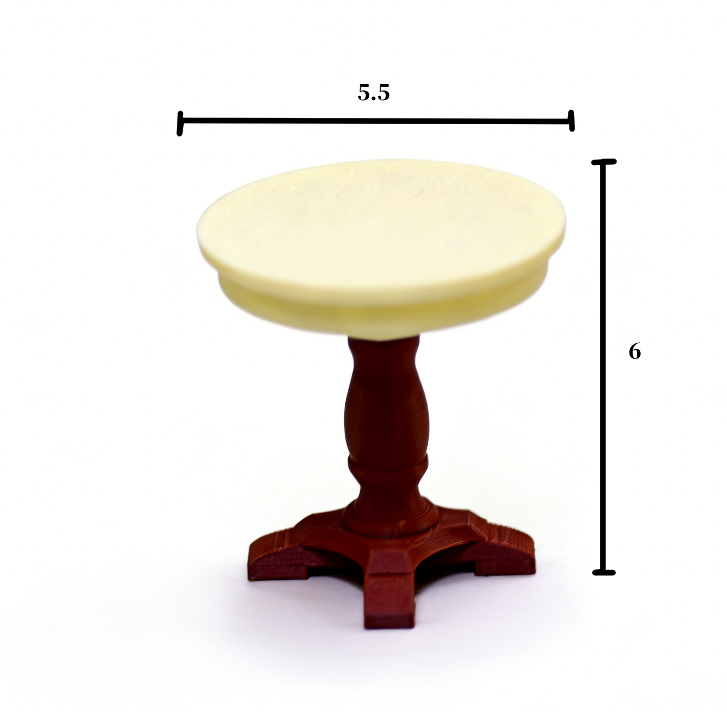 RHF328 Vintage Round Table Cream White & Brown Contrast Color Retro Round Table Miniature Scene Model Ornament