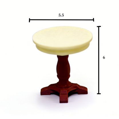 RHF328 Vintage Round Table Cream White & Brown Contrast Color Retro Round Table Miniature Scene Model Ornament