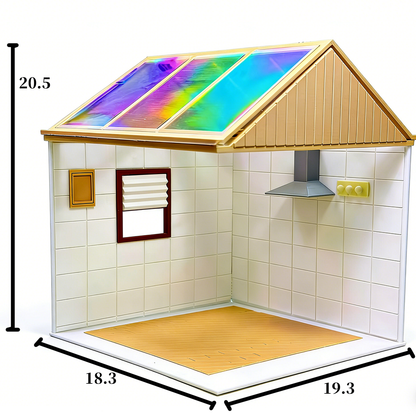 RHF315 Kitchen Scene Background Board Ins Style Sunroom Kitchen Scene Backdrop Miniature Scene Model Ornament Dollhouse Accessory