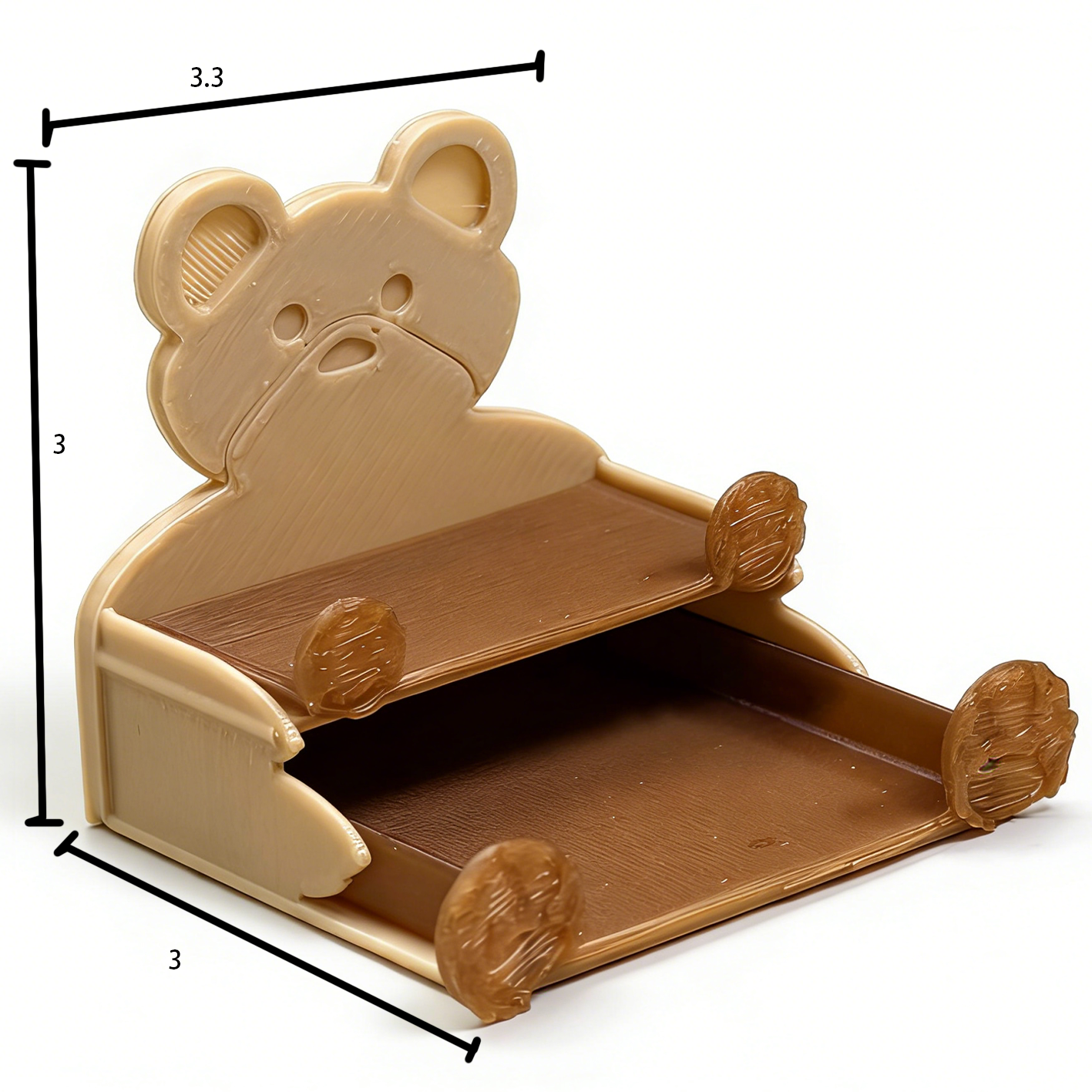 RHF272 Bear Double?Layer Storage Rack Bear Double-Layer Storage Shelf, Food Toy Accessories Dollhouse Accessories