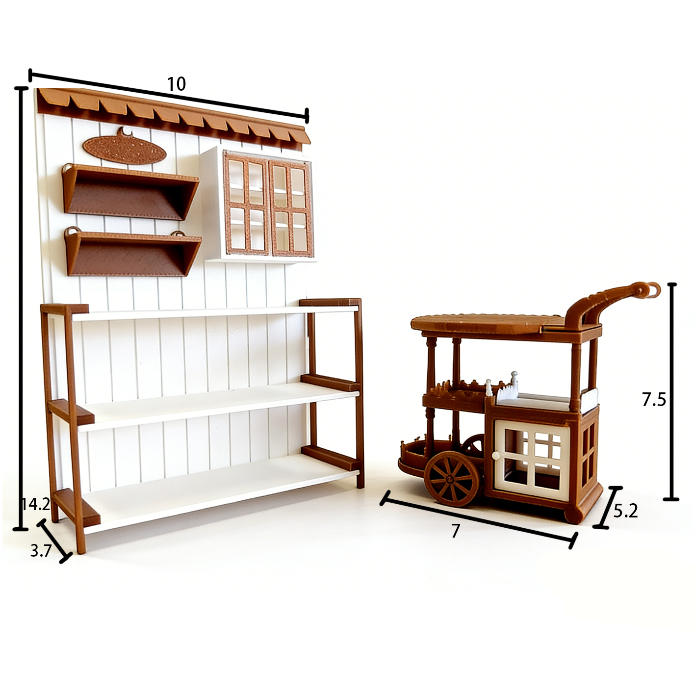 RHF12242 Dining Cart Flower Stand 3D printing DIY miniature scenes dollhouses creative ornaments desktop scenes and miniature models for BJD and OB dolls dining cart flower stand