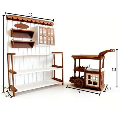 RHF12242 Dining Cart Flower Stand 3D printing DIY miniature scenes dollhouses creative ornaments desktop scenes and miniature models for BJD and OB dolls dining cart flower stand
