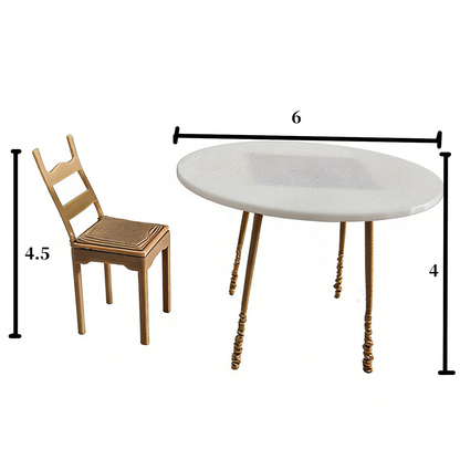 RHF307 Picnic Table & Chair Set Rose Garden Woven Table & Chair Picnic Set, Miniature Scene Model Ornament