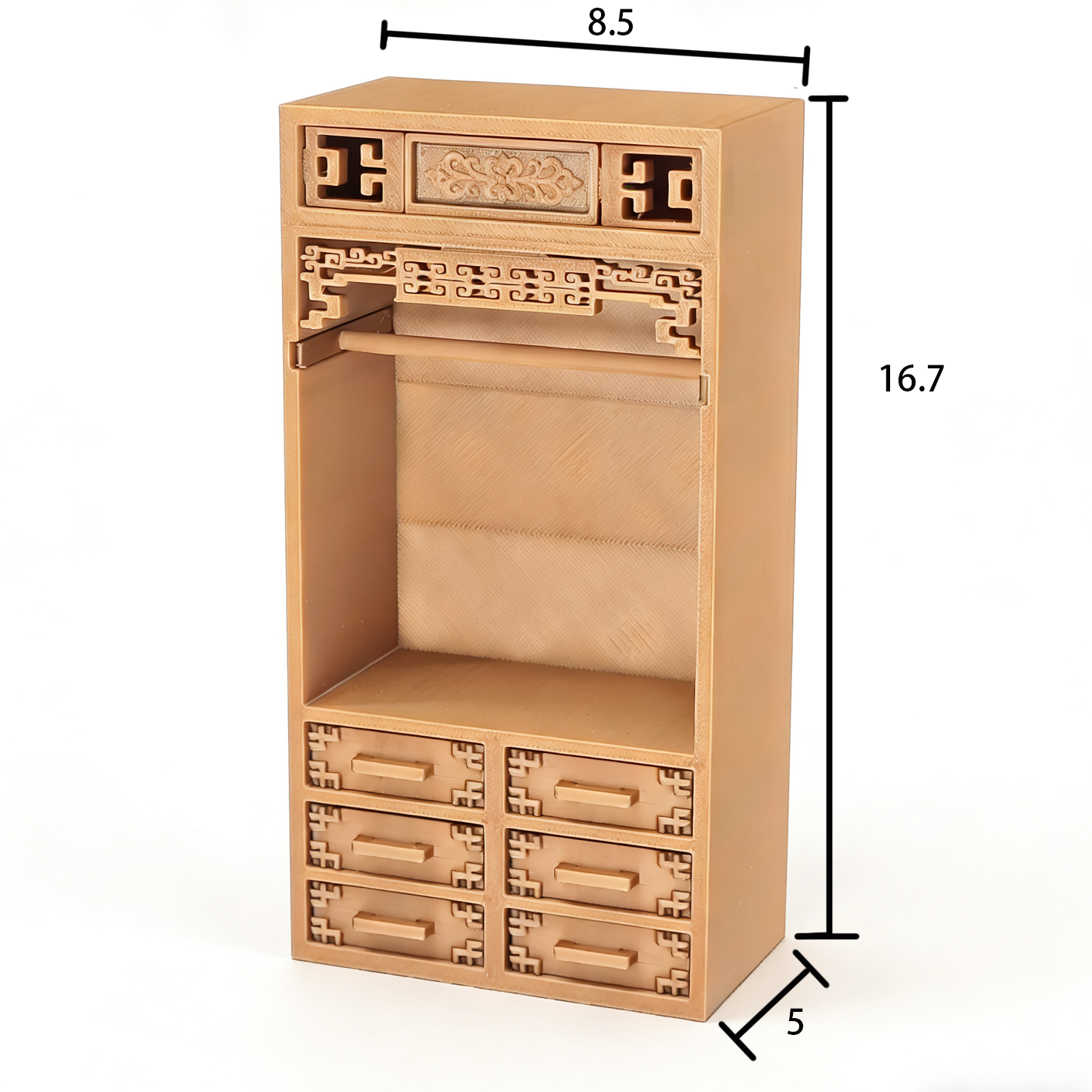 RHF12228 Ancient-Style Wardrobe Storage Cabinet 3D Printing DIY Miniature Scenes Dollhouse Creative Ornaments Desktop Scenes Mini Models BJD & OB Dolls Ancient-Style Wardrobe Storage Cabinet