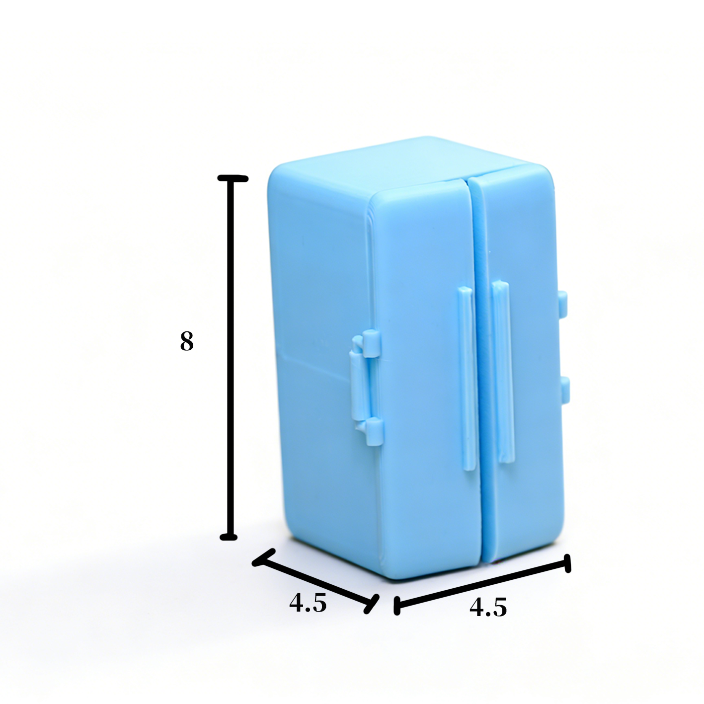 RHF312 Mini Double Door Refrigerator Misty Blue Double Door Mini Fridge, Miniature Scene Model Ornament Dollhouse Accessory Kitchen Scene Prop