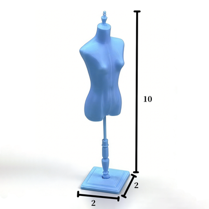 RHF303 Human Mannequin Stand Misty Blue Retro Mannequin Torso Stand, Miniature Scene Model Ornament Dollhouse Accessory