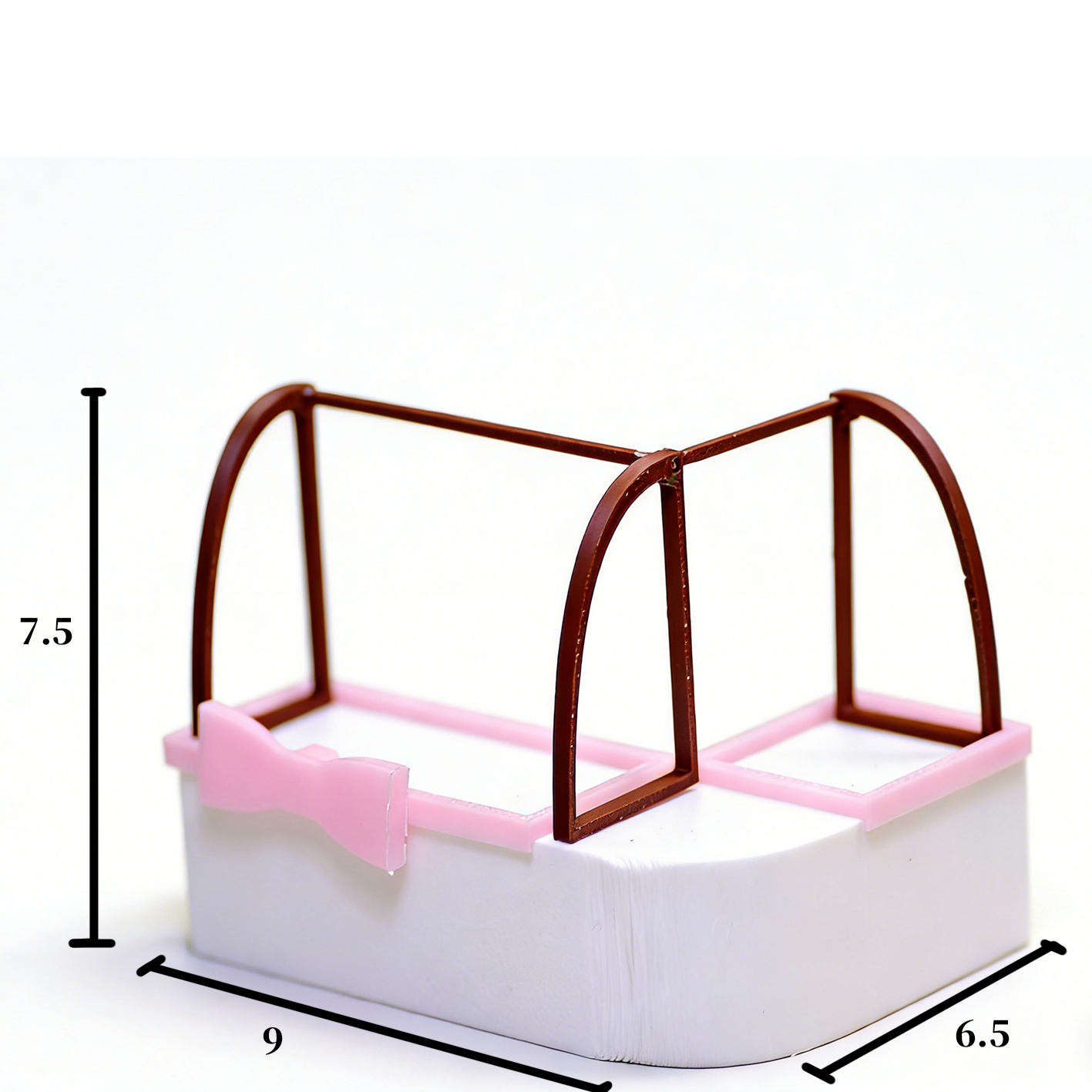 RHF329 Bowknot Dessert Display Cabinet Pink White & Brown Contrast Color Bow Dessert Display Case Miniature Scene Model