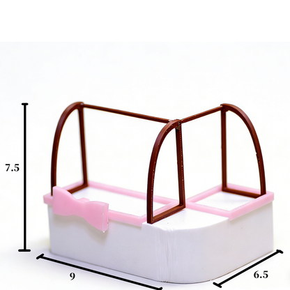 RHF329 Bowknot Dessert Display Cabinet Pink White & Brown Contrast Color Bow Dessert Display Case Miniature Scene Model