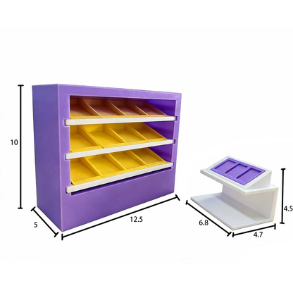RHF12248 Display Cabinet & Display Stand 3D Printed Modern Miniature Furniture, Pull-out Display Cabinet & Display Stand Model, Miniature