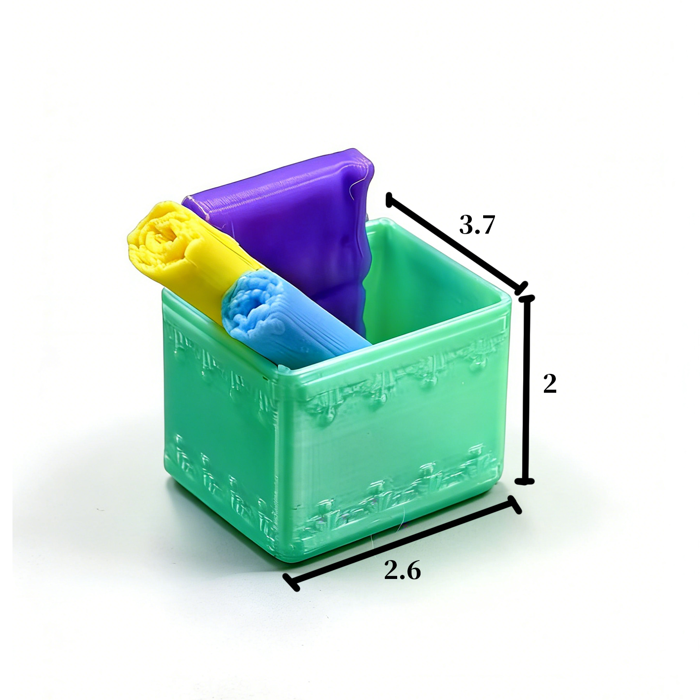 RHF304 Vintage Sewing Storage Box Mint Green Retro Sewing Thread Storage Box (with Fabric Rolls) Miniature Scene Model