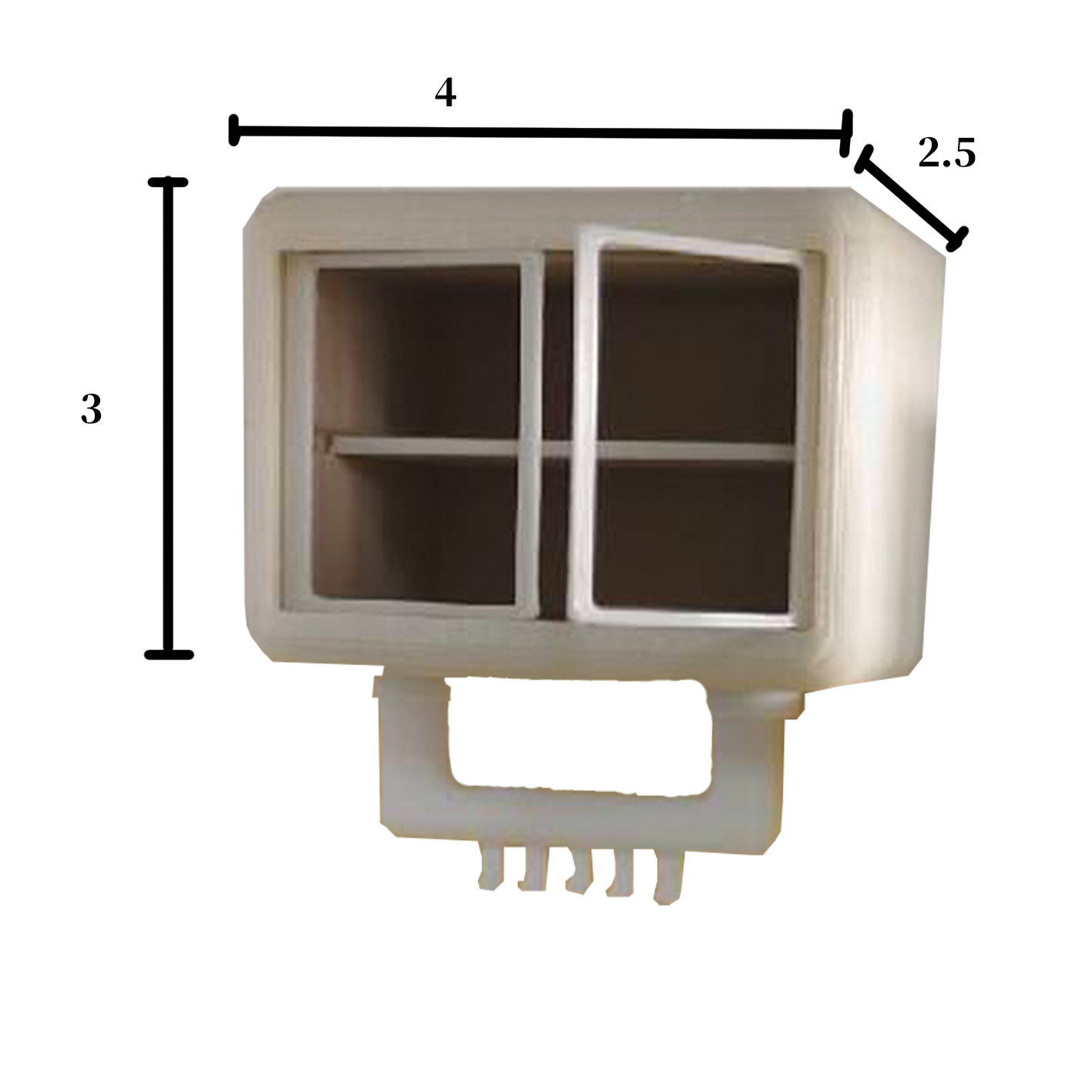 RHF314 Wall-Mounted Mini Upper Cabinet Cream White 4-Compartment Wall-Mounted Mini Cabinet Miniature Scene Model Ornament