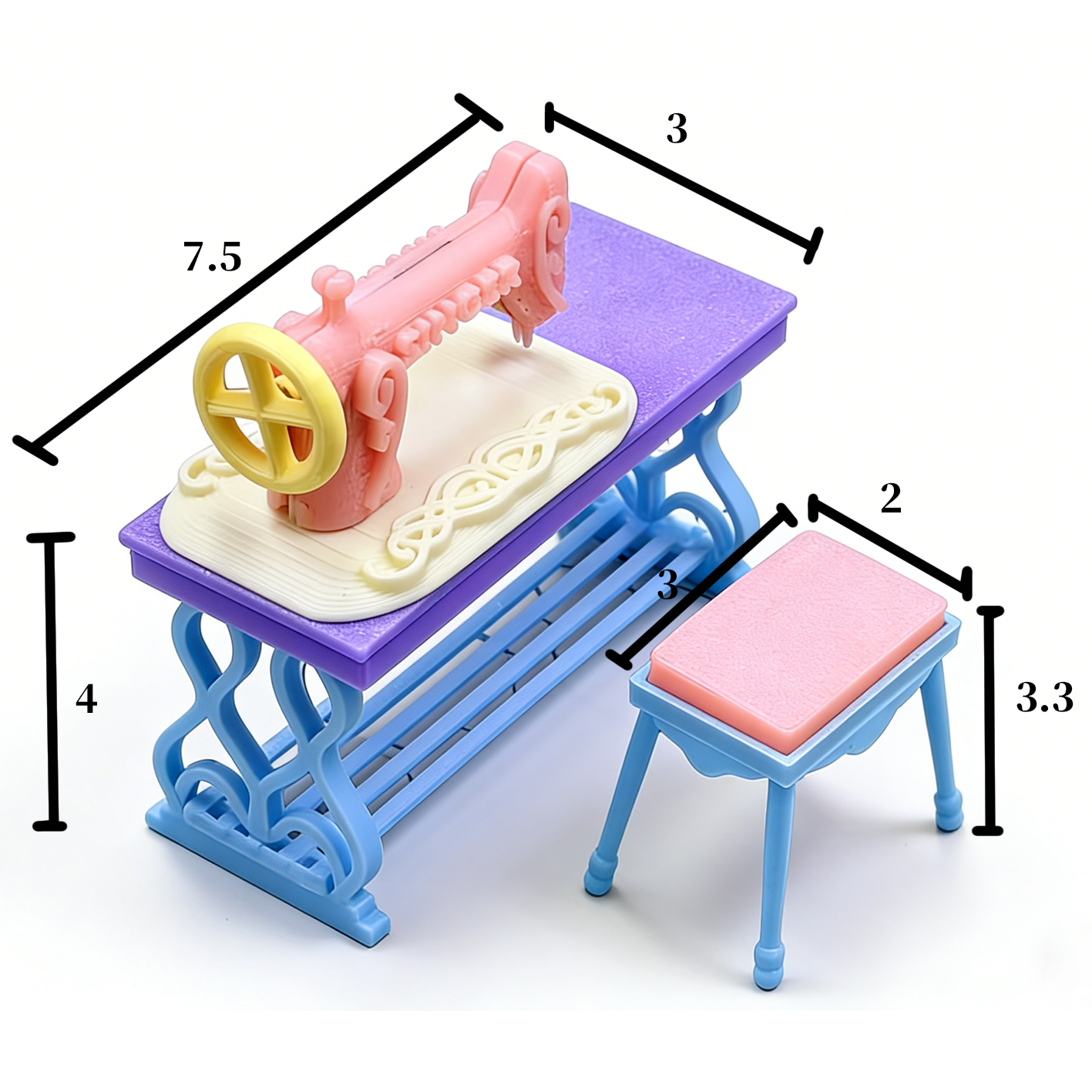 RHF298 Sewing Machine Desk and Chair Set Original Retro Sewing Table Dreamy Mini Sewing Machine & Chair Set