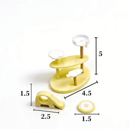 RHF337 3-Piece Pet Habitat Decor Set: Cloud-shaped Cat Tree, Hideout Hut & Food Bowl Soft Milk Yellow Contrast Color Pet Scene 3-Piece Set
