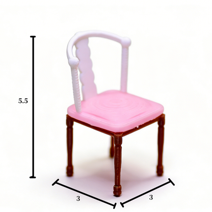 RHF327 Vintage High-Back Chair Pink White & Brown Contrast Color Retro Backrest Chair Miniature Scene Model Ornament