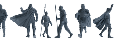 MRY-SFW SSTR094 Miniatures Soldier Model Kit Medieval Knight Six-Person Marching Group