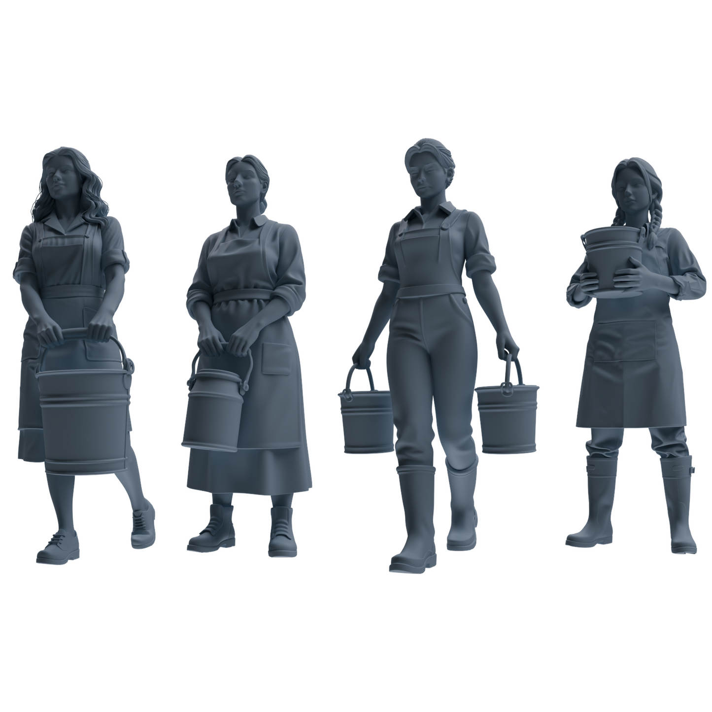 MRY-SFW LYTR901 Farm Woman with Bucket Modern Model 4 pcs