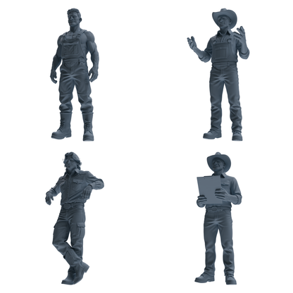 MRY-SFW LYTR924 Farm Worker Man Multi-pose Modern Model 4 pcs