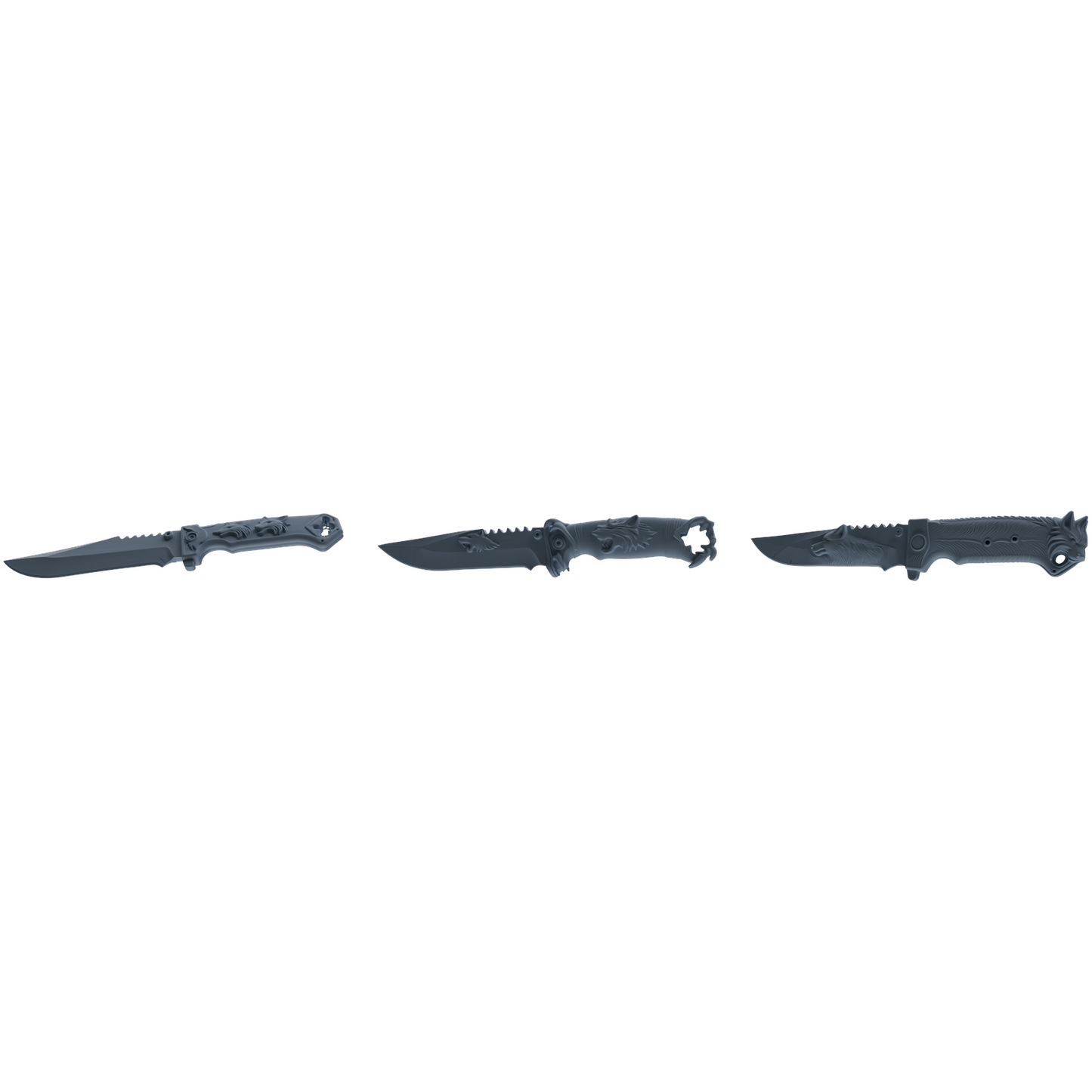 MRY-SFW LYGS392 Wolf Head Shaped Knife Weapon Modern Model 3 pcs
