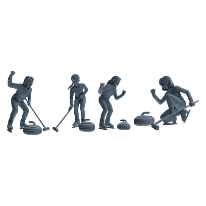 MRY-SFW LYTR793 Curling Figure Modern Model 4 pcs Miniature Car Diorama Figures Scene Props Accessories Resin