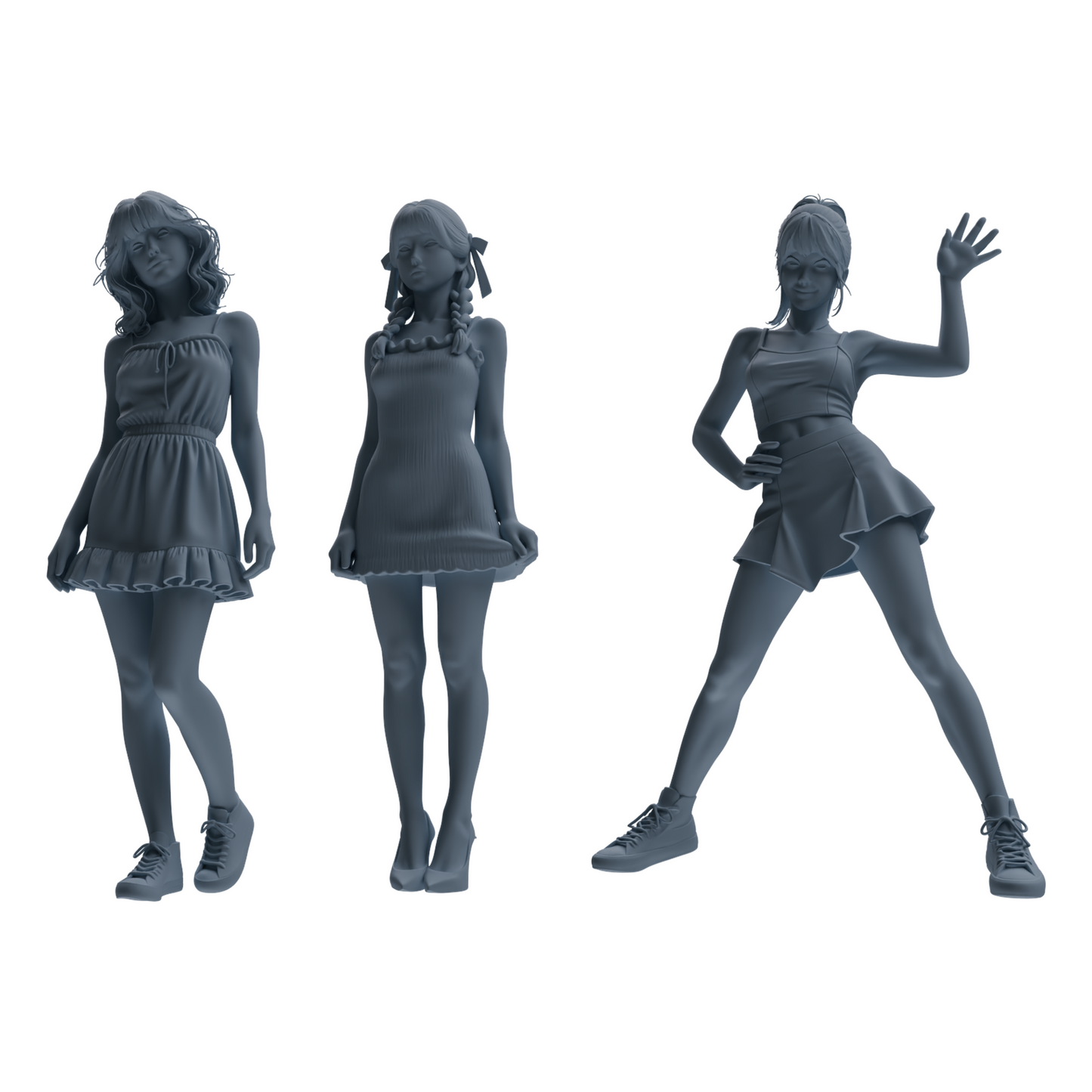 MRY-SFW LYTR852 Casual Girl Figure Modern Model 3 pcs Miniature Car Diorama Figures Scene Props Accessories Resin