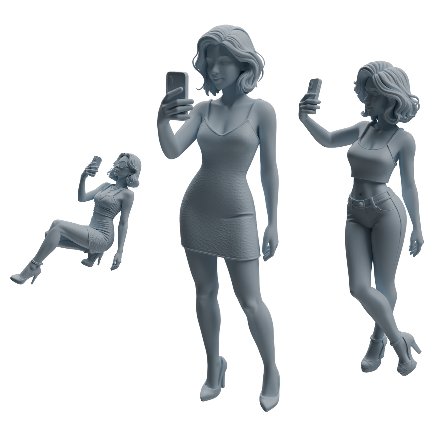 MRY-SFW LYTR943 Short Hair Selfie Woman Character Modern Model 3 pcs